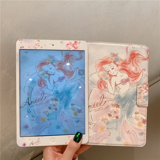 Rapunzel ฟิล์มกระจกนิรภัยเจ้าหญิงแอเรียล + เคสหนัง ฝาพับ สําหรับ iPad Mini 5 4 3 2 1 iPad 10.2 Air 3 iPad 9.7 Pro 10.5 Pro