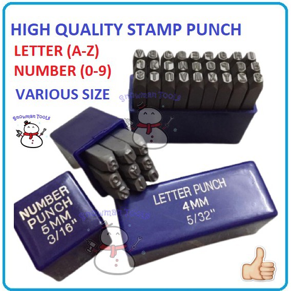 PRC ALPHABET AZ 0-9 ( 4 - 12.5MM ) LETTER NUMBER NOMBOR PUNCH PUNCHES PLATE BOARD STAMP CHOP PUNCH O