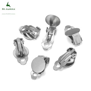 ต่างหูหนีบถาดกลมสแตนเลส 4 ขนาด (8/10/12/14 มม.) 10 ชิ้น  สำห…