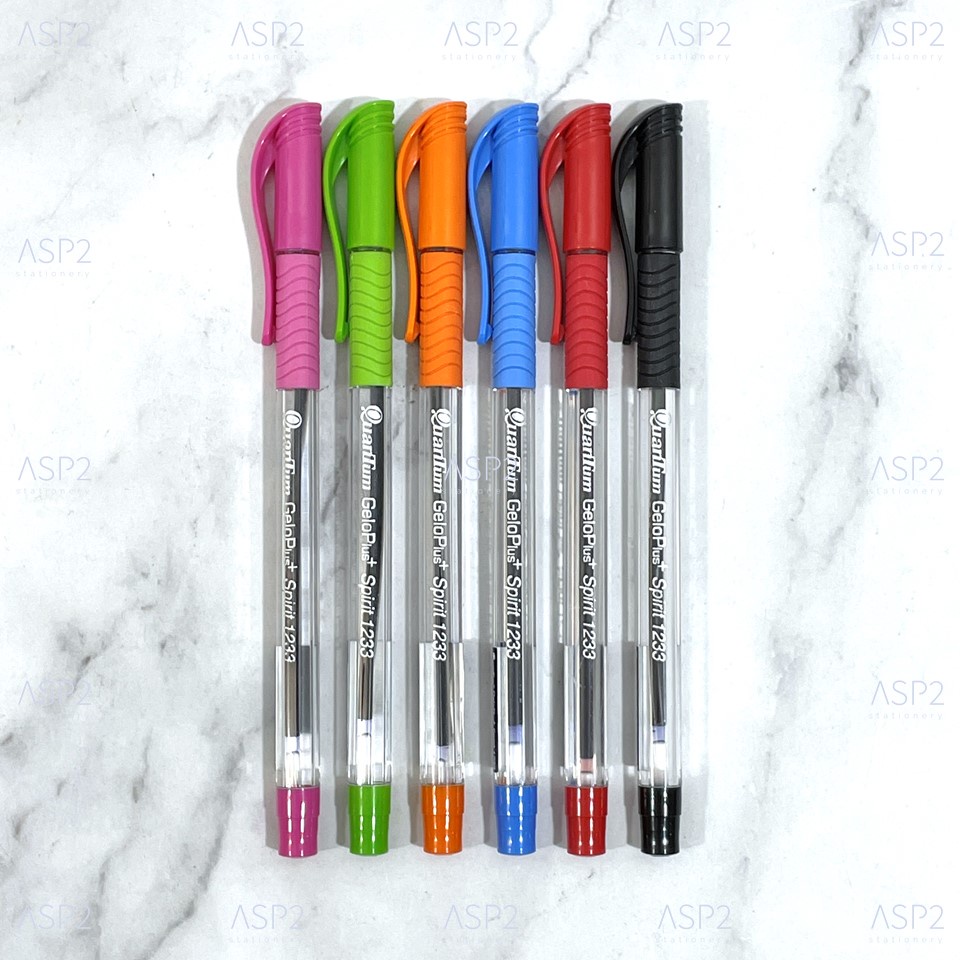 ปากกาลูกลื่น ควอนตั้ม Quantum GeloPlus Spirit 1233 0.5 มม. สีน้ำเงิน ดำ แดง (ยกแพ็คละ 12 ด้าม)
