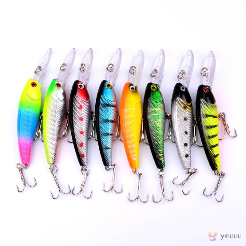 8pcs//lot Minnow Bait Bass Fishing Lure Plastic CrankBait Fishing Tackle 9cm//8.3g