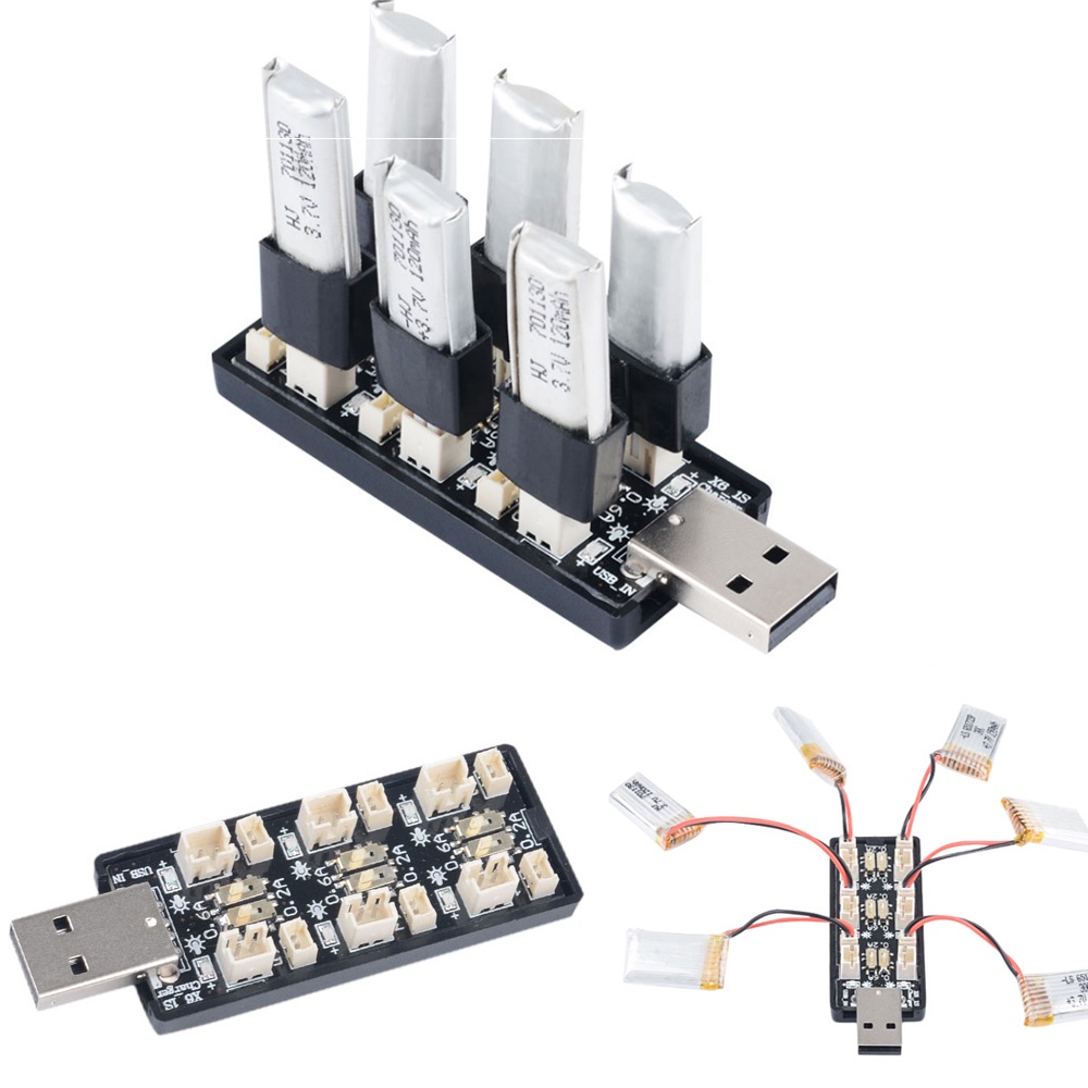 บอร์ดอะแดปเตอร์ชาร์จแบตเตอรี่ 6CH USB เป็น 3.7V~3.8V 1S LiHv Lipo 5V 2A สําหรับโมเดลของเล่นบังคับ