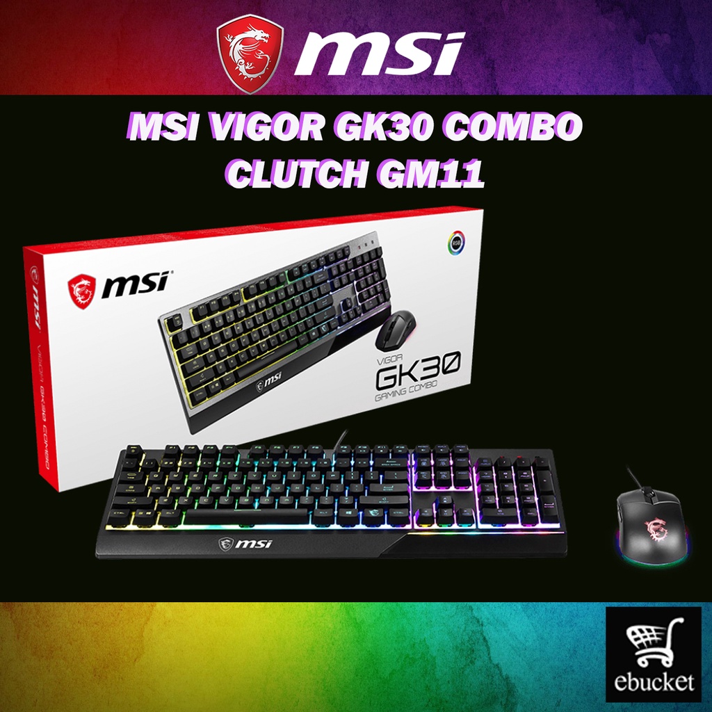 MSI VIGOR GK30 Combo คีย์บอร์ด + เมาส์ GK30 คีย์บอร์ด CLUTCH GM11 MOUSE GAMING COMBO