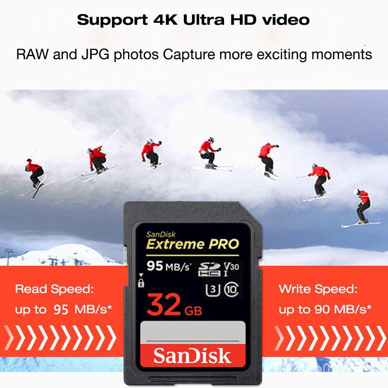SanDisk Extreme Pro เมมโมรี่การ์ดของแท้ SD Card 32GB ความเร็ว อ่าน 95MBs เขียน 90MBs (SDSDXXG-032G-GN4IN) OKmD