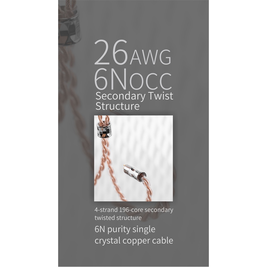 Moondrop Line T อัพเกรดสายหูฟัง 6N คริสตัลทองแดงสายปลั๊ก 4.4 มม. 0.78 มม.2Pin Connector