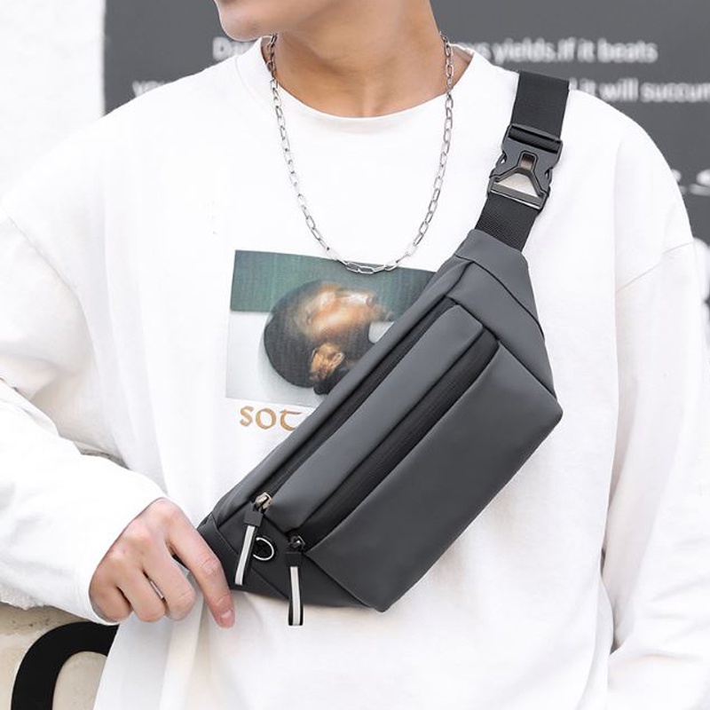 กระเป๋าคาดอก พร้อมช่องใส่หูฟัง กระเป๋าคาดเอว​ กระเป๋าราคาถูก ผ้ากันน้ำ​ สำหรับผู้ชายและผู้หญิ​ง​ ดีไซน์​เท่ พร้อมส่ง