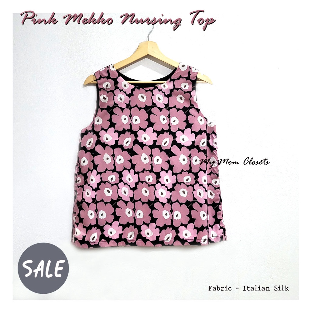 เสื้อให้นม แขนกุด - Pink Mekko Nursing Top