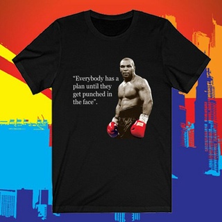 เสื้อยืดผ้าฝ้ายพิมพ์ลายเสื้อยืด พิมพ์ลาย Mike Tyson Quote แฟชั่นฤดูร้อน สีดํา S-4XL