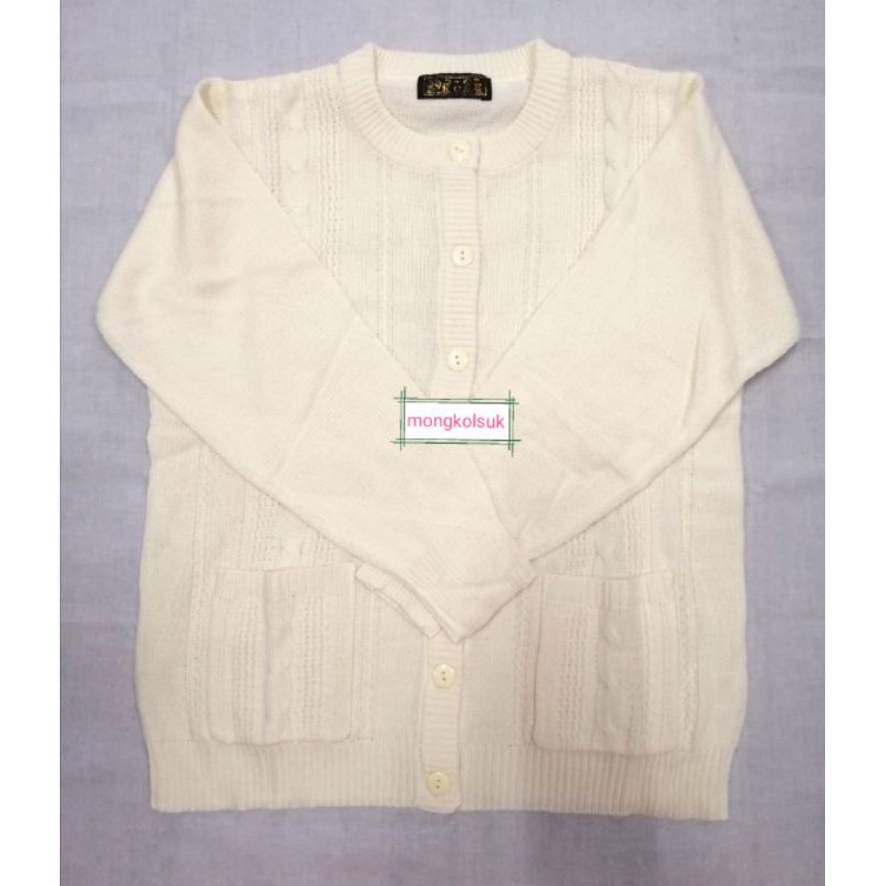 เสื้อกันหนาวแม่ชี เสื้อไหมพรมสีขาวครีม XL