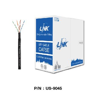 LINK US-9045 CAT5E Outdoor UTP PE Cable (Double Jacket), Bandwidth 350MHz, CMX Black Color 305 M./Pull Box