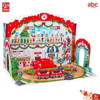 Hape Mainan Kayu Set Kereta Api Kota Musim Dingin Railway Set Advent Calender Mainan Edukasi Anak 3 Tahun ke Atas gambar 2