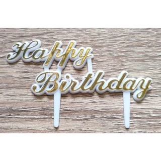 ป้ายปักเค้กhappy birthday แบบพลาสติก 25ชิ้น/ชุด