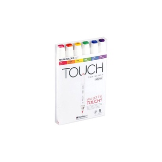 SHINHAN TOUCH TWIN BRUSH MARKERS (MAIN COLOURS, SET OF 6)