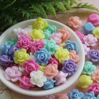 ลูกปัดกุหลาบ คละพาสเทล size 13mm. 50ชิ้น