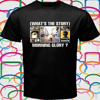 [S-5XL]Sjhja Oasis WhatS The Story Morning Glory Rock Band เสื้อยืดลําลอง สําหรับผู้ชาย สีดํา แขนสั้น คอกลม สไตล์คลาสสิ