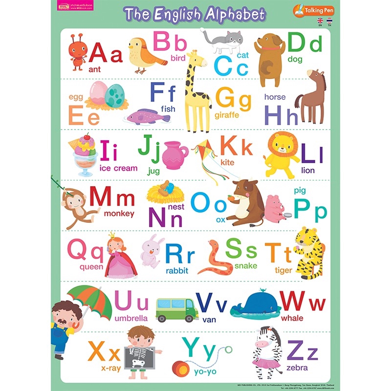 MISBOOK โปสเตอร์พลาสติก The English Alphabet (ใช้กับ Talking Pen)