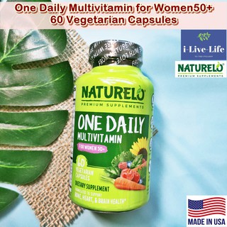 วิตามินและแร่ธาตุรวม 24 ชนิด สำหรับผู้หญิง 50อัพ One Daily Multivitamin for Women 50+, 60 Vegetarian Capsules - NATURELO