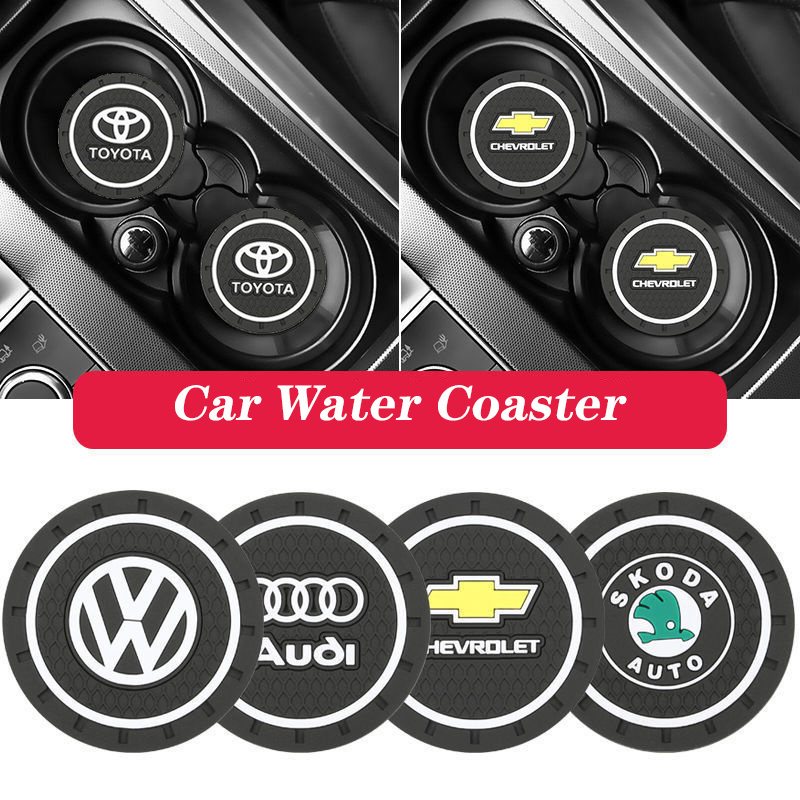 2 ชิ้น ที่รองแก้วรถ ที่รองยางนุ่ม แผ่นกันลื่น  2Pcs Rubber Car Anti Slip Mat Water Cup Bottle Holder Pads For All Cars Styling Accessories