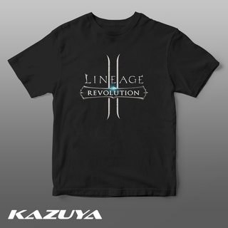 แขนสั้นcrew neckKazuya DV-0076 เสื้อยืด พิมพ์ลายโลโก้ Lineage สําหรับผู้ชายS-XXXXL