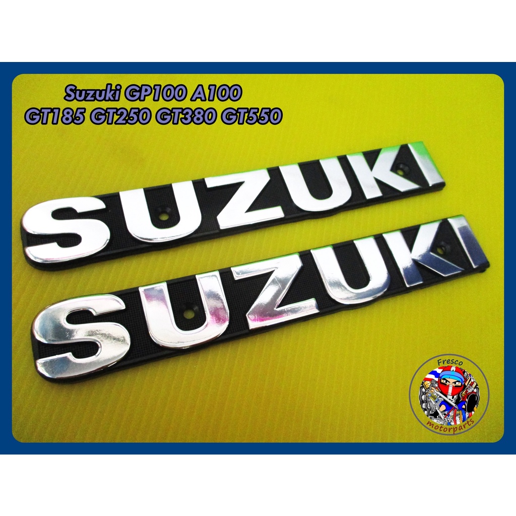 โลโก้ข้างถัง 2 ชิ้น ชุบโครม - Suzuki GP100 A100 GT185 GT250 GT380 GT550 Tank Emblem Chrome (2 PCS.)