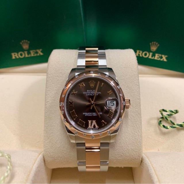Rolex Datejust 178341 Everose Gold+ Steel เพชรกระจาย VI Chocolate dial 31 mm.