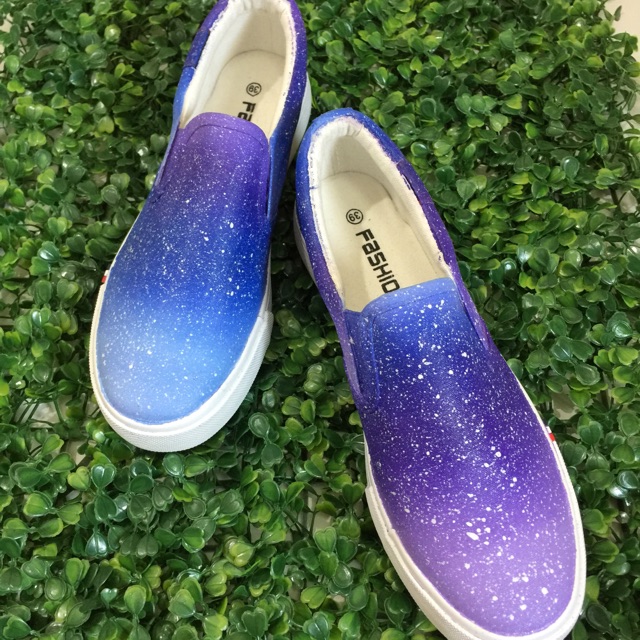 No.0161 รองเท้าผ้าใบเพ้นท์ Diy by mashop shoes pastel