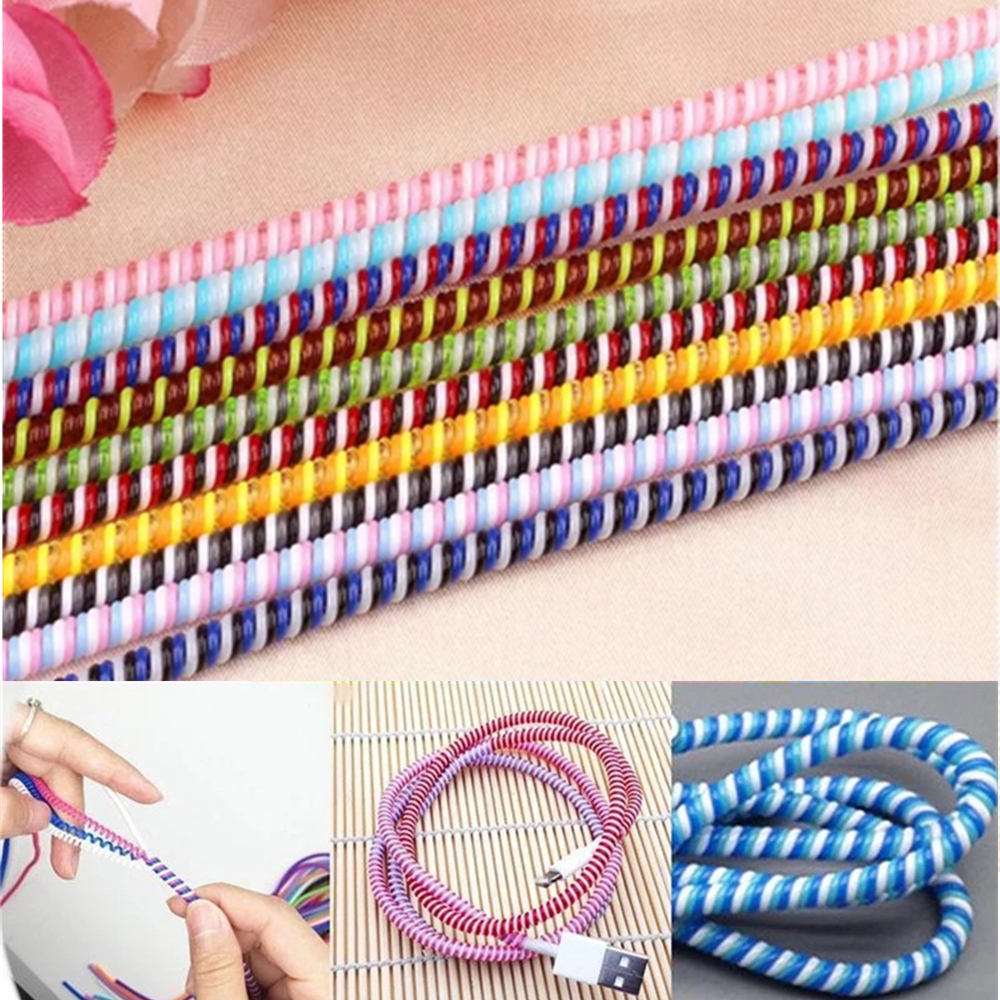 1.4m ตัวป้องกันสายเคเบิลสายชาร์จ/สายข้อมูลป้องกันสายเคเบิลที่มีสีสัน Bobbin Winder Anti-break ป้องกันสิ่งสกปรกชุดหูฟังฝาครอบ