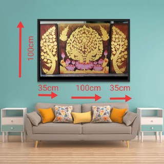 ภาพวาดต้นโพธิ์ทองพื้นสีน้ำตาล3ชิ้นต่อขนาด100×170cm