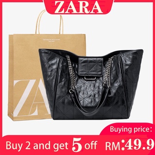 Zara กระเป๋าถือ กระเป๋าสะพายไหล่ ทรงโท้ท แฟชั่นสําหรับสตรี