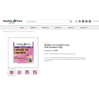 Healthy Care Lanolin Cream with Vitamin E 100 g. ครีมรกแกะ