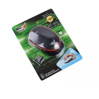 Wireless Optical Mouse RF-163 MD-tech USB เม้าส์ไร้สาย สีดำ/แดง