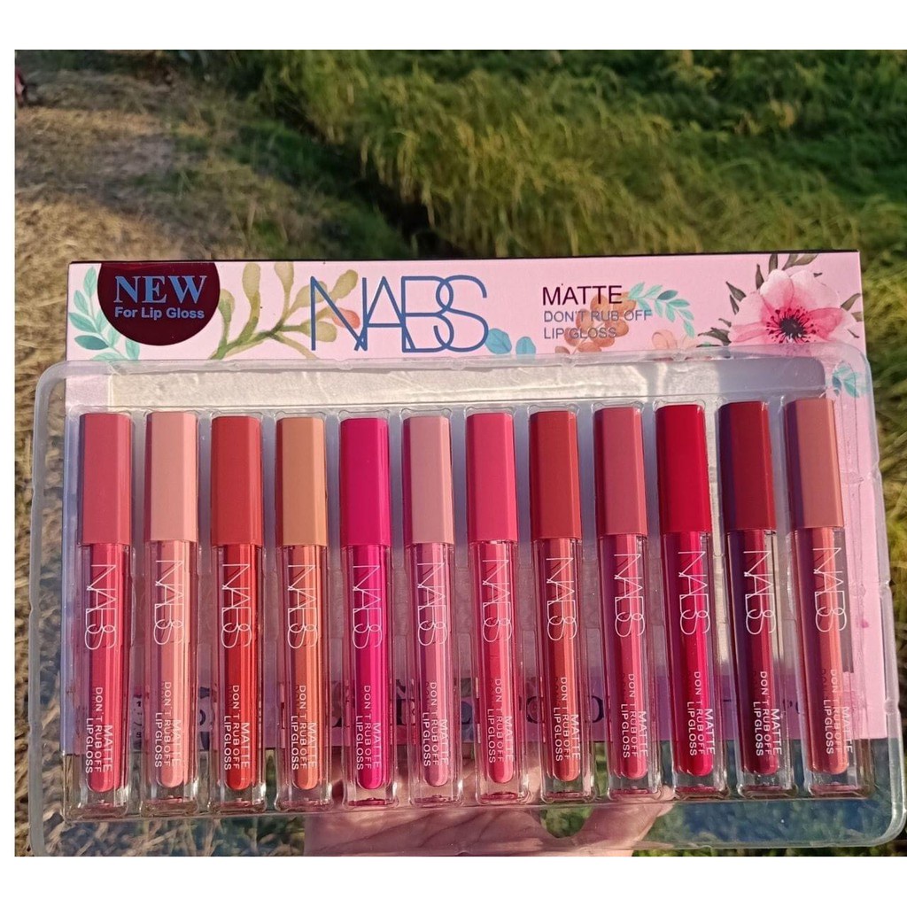 พร้อมส่ง！！ เซทลิปกลอส12แท่ง12เฉดสี ลิปกลอสNabs beauty no.8096