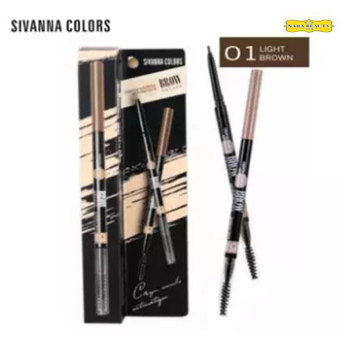 เขียนคิ้ว SIVANNA Crayon Eyebrow Pencil HF206 เบอร์#01- Light Brown (1แท่ง)