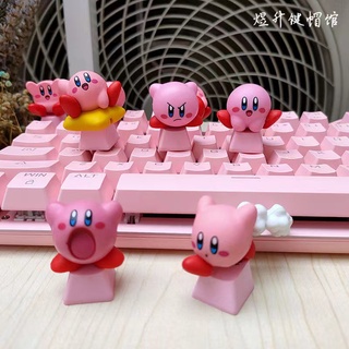 ปุ่มกดคีย์บอร์ด แบบโปร่งแสง ลายการ์ตูน Star Kirby สีชมพู น่ารัก สําหรับเล่นเกม