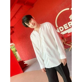 S13 เสื้อเชิ้ตคอวีตะเข็บ แขนยาว สีพื้น สไตล์เกาหลี