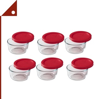 Pyrex : PYRS1C-RED-6* กล่องเก็บอาหาร Storage Round Dish Blue 1-Cup, 6.pk.