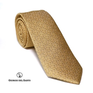 Giorgio Del Sarto Silk-Cotton Necktie Size Slim Yellow with Fabric Texture เนคไทสีเหลืองลายพื้นมีเท็กเจอร์