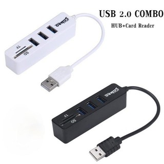 ส่งจากไทย✅ COMBO USB HUB 3 Port+Card Reader V2.0 2in1 | 3 Port USB 2.0 Hub Splitter Combo USB Connector Cable OTG SD/TF