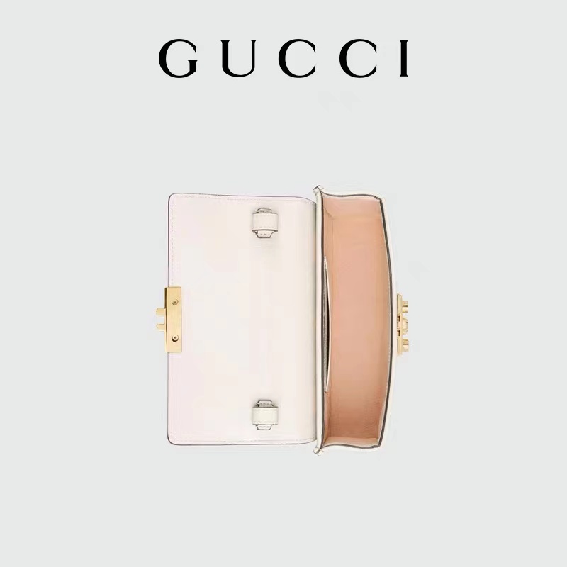 ของแท้ Gucci Padlock berry print mini bagผ้าใบ GG Supremeสดและน่ารัก