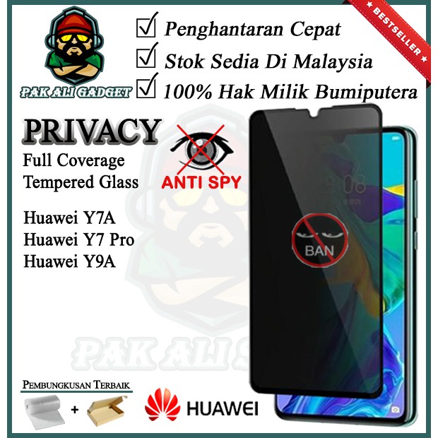 Huawei Y Max/ Y7A/ Y7 Pro/ Y9A Full HD Privacy Full Coverage Tempered Glass