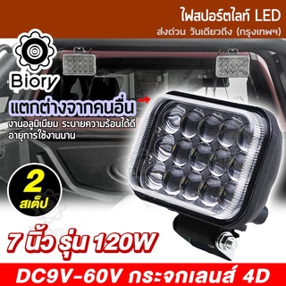 Biory DC 9-60Volt รุ่น 120Watt กระจกเลนส์ 4D แสงพุ่งไกล ไฟสปอร์ตไลท์ LED แสงสีขาว รถไฟฟ้าและสกู๊ตเตอร์ไฟฟ้า EV E34 ^SA