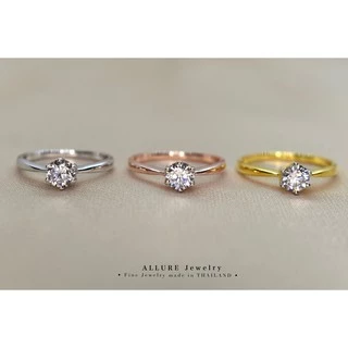 แหวนเพชรเม็ดเดี่ยว ตัวเรือนเงินแท้ 925 ประดับเพชร CZ Swiss Diamond [ รุ่น Marni (มณี) ]
