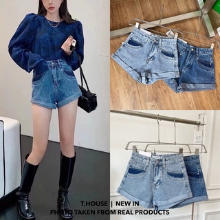 Nudeaholic KOREA DENIM SHORT กางเกงยีนส์ขาสั้น พับปลายขา มีดีเทลตัดต่อตรงกระเป๋า ผ้าดี เก็บทรงสวยแน่นอน SA