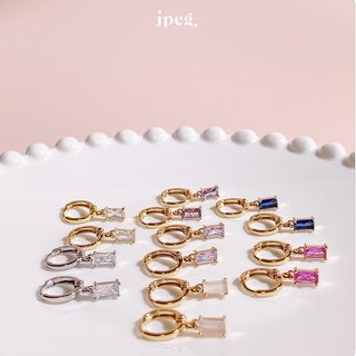 cubic gem hoop earring (brass)