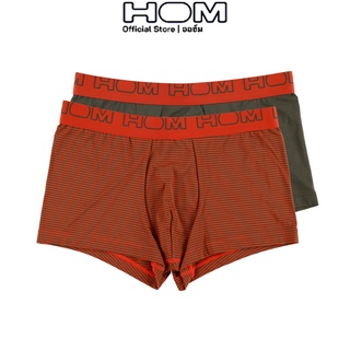 HOM (ออฮ์ม) รุ่น 401942-D041 Packs2 กางเกงในชาย Boxer ผ้าCotton ให้สัมผัสที่นุ่มไม่ระคายเคืองเป้ากระชับเข้ารูปทรงทั้งวัน