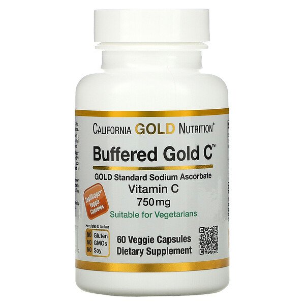 California Gold Nutrition,Buffered Vitamin C,750 mg,60,240 Veggie Capsules ต่อต้านอนุมูลอิสระ ชะลอคว