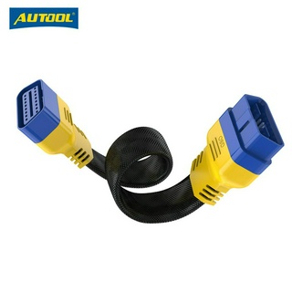AUTOOL ขยายสายเคเบิล OBD (เข้ากันได้สำหรับ ELM327 OBD2) อัตโนมัติ 16Pin ที่เพิ่มขึ้นที่มีความยืดหยุ่นขยายตัวผู้กับตัวเมีย สำหรับรถ 40 ซม.
