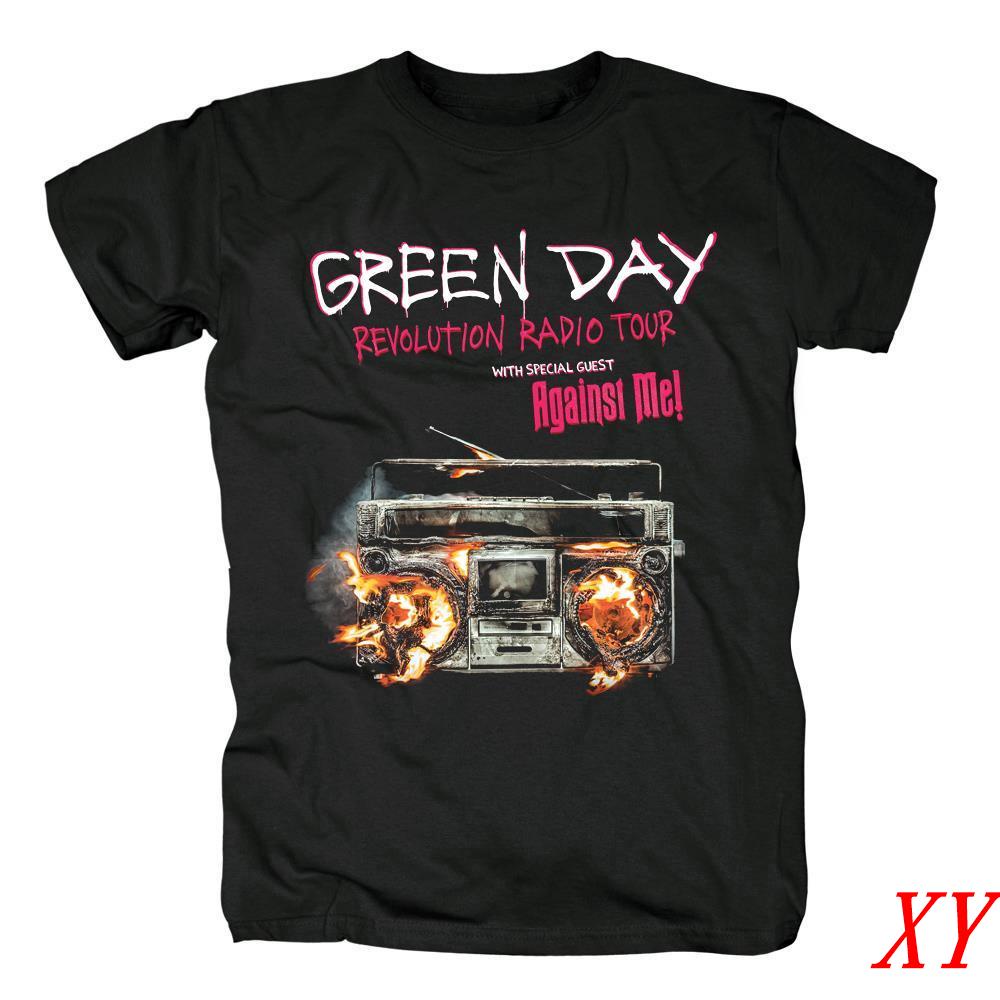 Xy เสื้อยืดแขนสั้น ผ้าฝ้าย พิมพ์ลายวงร็อค Green Day Greenday สไตล์พังก์ร็อค สําหรับผู้ชาย
