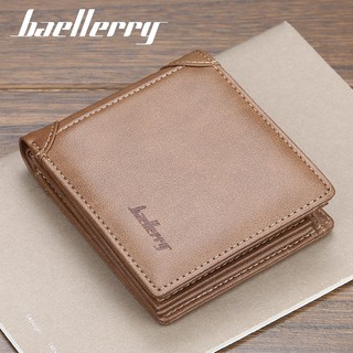 Baellerry พร้อมส่ง กระเป๋าสตางค์ กระเป๋าใส่บัตร แบบพับได้ สําหรับผู้ชาย