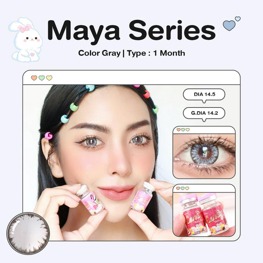 Candylens คอนแทคเลนส์ลายฮิต รุ่น Maya สีเทา พร้อมส่งแบบปกติ และค่าสายตาสั้น 0.00-7.00